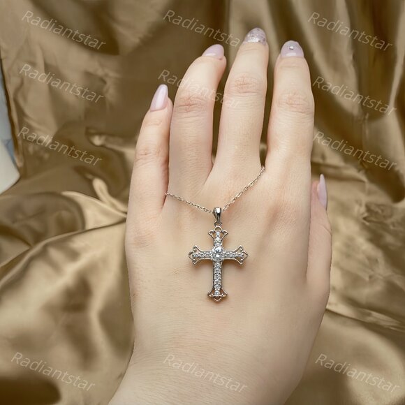 NEW Certified 1ct. t.w. Moissanite Cross Necklace - Picture 3 of 7